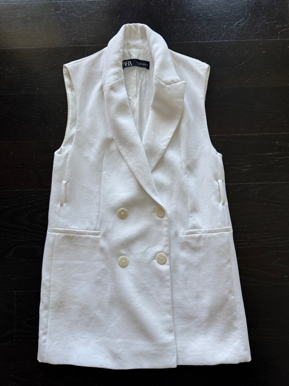 Zara White Double-Breasted Sleeveless Blazer Vest or Vest Dress